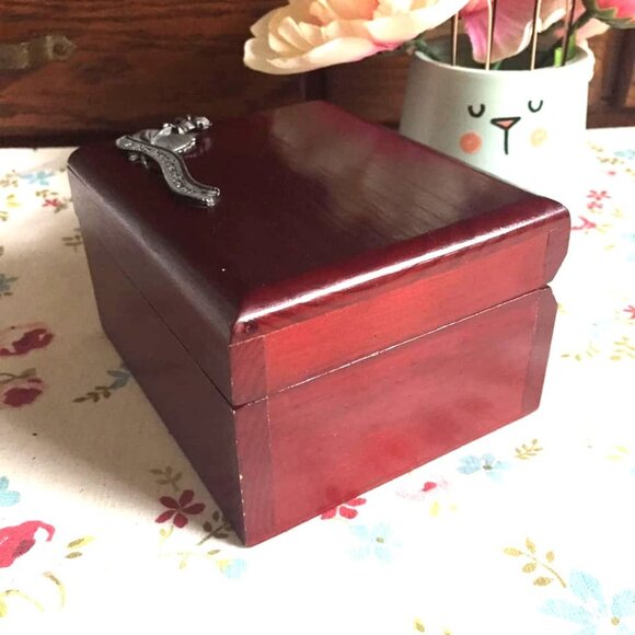 A Mother's Love Pewter Small Wood Jewelry Box with Red Lining - Picture 5 of 6
